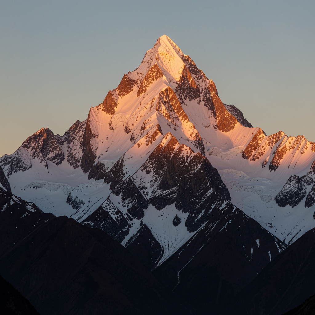 Majestic mountain peak at sunrise